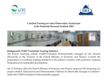 Training for Solar Photovoltaic Technicians at (IRI)